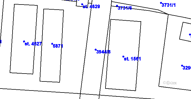 Parcela st. 3944/8 v KÚ Břeclav, Katastrální mapa