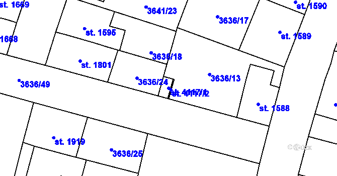 Parcela st. 4117/1 v KÚ Břeclav, Katastrální mapa