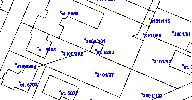 Parcela st. 6283 v KÚ Břeclav, Katastrální mapa