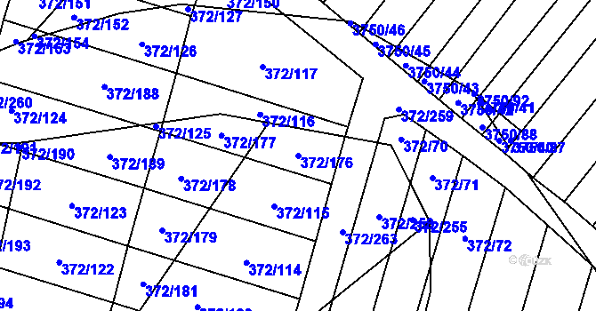 Parcela st. 372/176 v KÚ Břeclav, Katastrální mapa