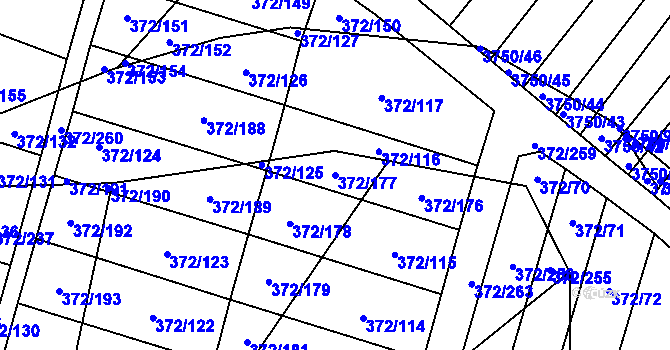 Parcela st. 372/177 v KÚ Břeclav, Katastrální mapa