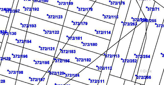 Parcela st. 372/180 v KÚ Břeclav, Katastrální mapa