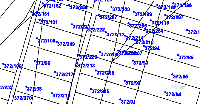 Parcela st. 372/209 v KÚ Břeclav, Katastrální mapa