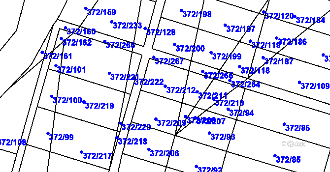 Parcela st. 372/212 v KÚ Břeclav, Katastrální mapa