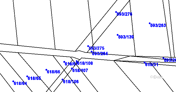 Parcela st. 593/275 v KÚ Břeclav, Katastrální mapa