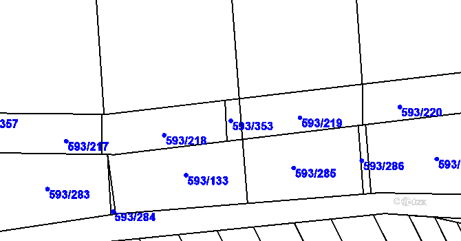 Parcela st. 593/353 v KÚ Břeclav, Katastrální mapa