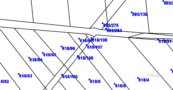 Parcela st. 618/107 v KÚ Břeclav, Katastrální mapa
