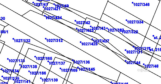 Parcela st. 1027/426 v KÚ Břeclav, Katastrální mapa