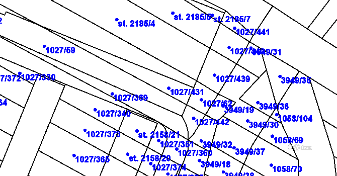 Parcela st. 1027/431 v KÚ Břeclav, Katastrální mapa