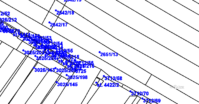 Parcela st. 2651/13 v KÚ Břeclav, Katastrální mapa