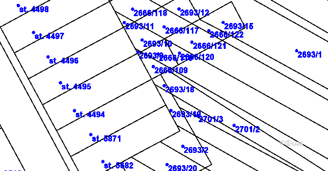 Parcela st. 2693/18 v KÚ Břeclav, Katastrální mapa