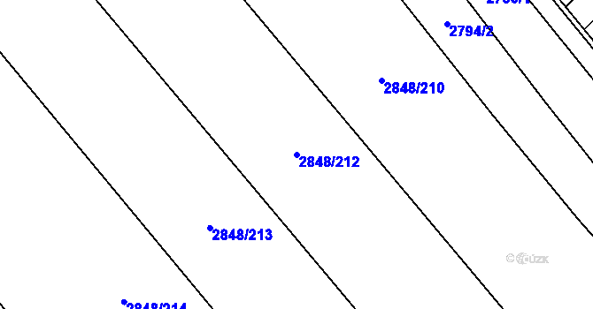 Parcela st. 2848/212 v KÚ Břeclav, Katastrální mapa