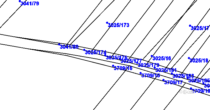 Parcela st. 3025/176 v KÚ Břeclav, Katastrální mapa