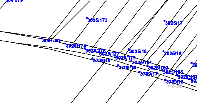 Parcela st. 3025/177 v KÚ Břeclav, Katastrální mapa