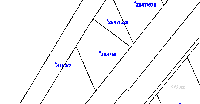 Parcela st. 3187/4 v KÚ Břeclav, Katastrální mapa