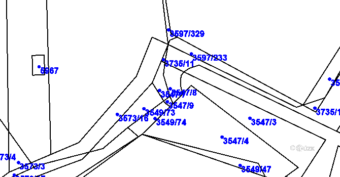 Parcela st. 3547/8 v KÚ Břeclav, Katastrální mapa