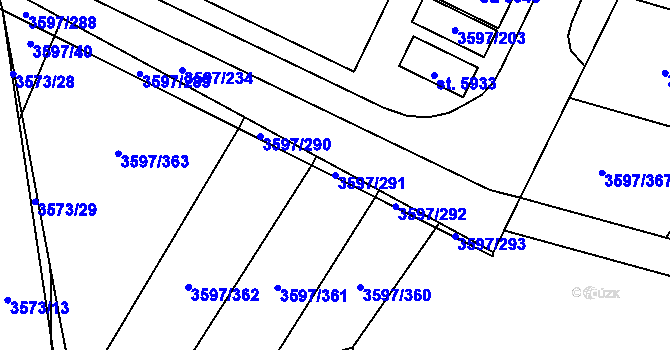 Parcela st. 3597/291 v KÚ Břeclav, Katastrální mapa