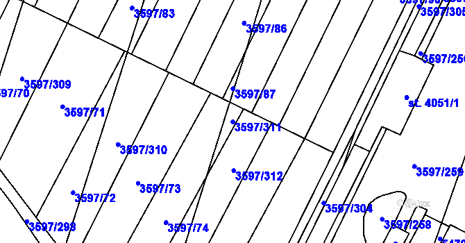 Parcela st. 3597/311 v KÚ Břeclav, Katastrální mapa