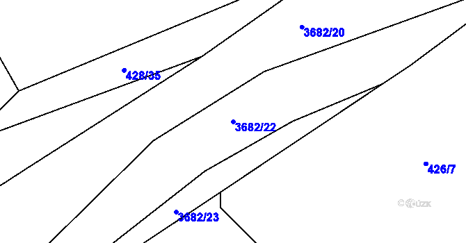 Parcela st. 3682/22 v KÚ Břeclav, Katastrální mapa