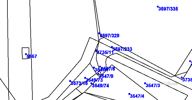 Parcela st. 3735/11 v KÚ Břeclav, Katastrální mapa