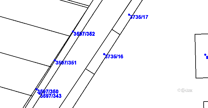 Parcela st. 3735/16 v KÚ Břeclav, Katastrální mapa