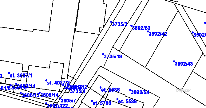 Parcela st. 3735/19 v KÚ Břeclav, Katastrální mapa