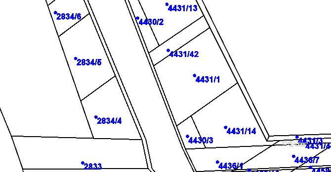 Parcela st. 4430/1 v KÚ Břeclav, Katastrální mapa