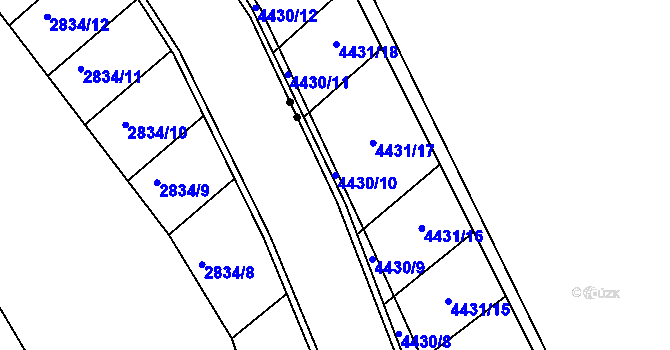 Parcela st. 4430/10 v KÚ Břeclav, Katastrální mapa