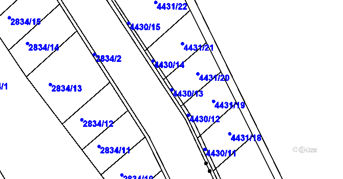 Parcela st. 4430/13 v KÚ Břeclav, Katastrální mapa