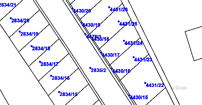 Parcela st. 4430/17 v KÚ Břeclav, Katastrální mapa