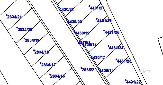 Parcela st. 4430/18 v KÚ Břeclav, Katastrální mapa