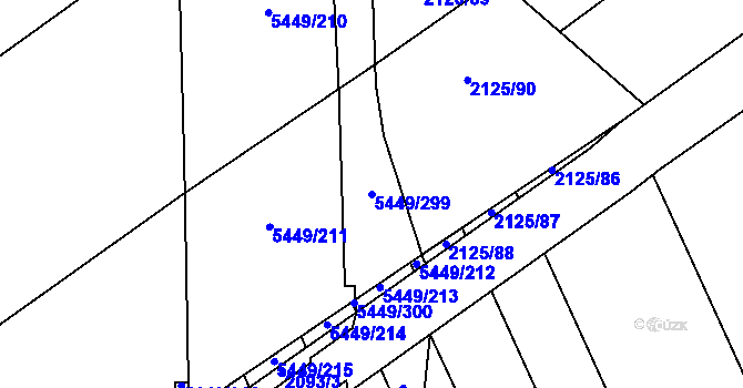 Parcela st. 5449/299 v KÚ Břeclav, Katastrální mapa
