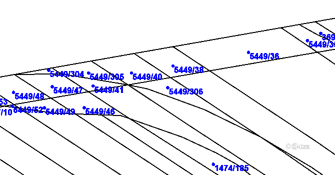 Parcela st. 5449/306 v KÚ Břeclav, Katastrální mapa