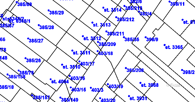 Parcela st. 403/18 v KÚ Břeclav, Katastrální mapa