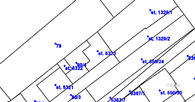 Parcela st. 6323 v KÚ Břeclav, Katastrální mapa