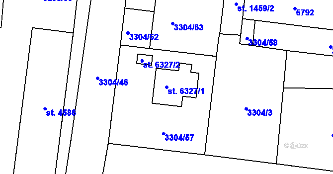 Parcela st. 6327/1 v KÚ Břeclav, Katastrální mapa