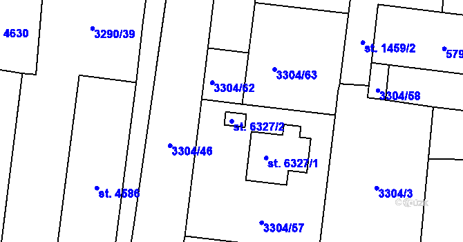 Parcela st. 6327/2 v KÚ Břeclav, Katastrální mapa