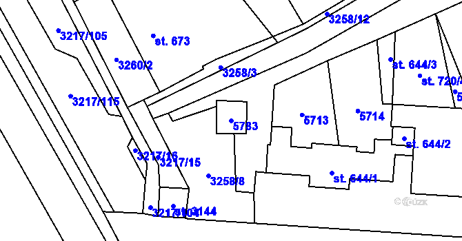 Parcela st. 5783 v KÚ Břeclav, Katastrální mapa
