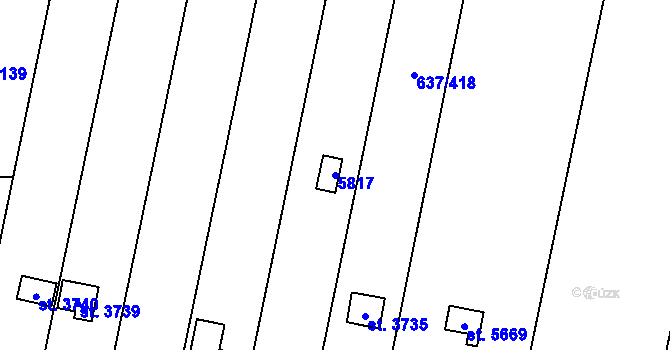 Parcela st. 5817 v KÚ Břeclav, Katastrální mapa