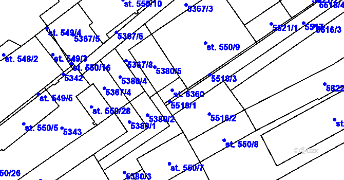 Parcela st. 6360 v KÚ Břeclav, Katastrální mapa