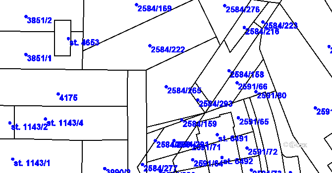 Parcela st. 2584/265 v KÚ Břeclav, Katastrální mapa