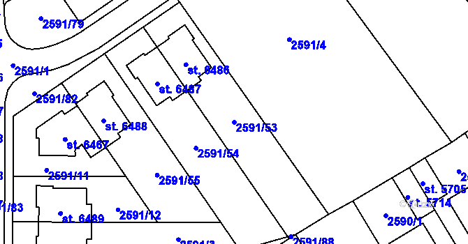 Parcela st. 2591/53 v KÚ Břeclav, Katastrální mapa