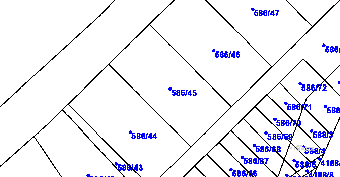 Parcela st. 586/45 v KÚ Břeclav, Katastrální mapa