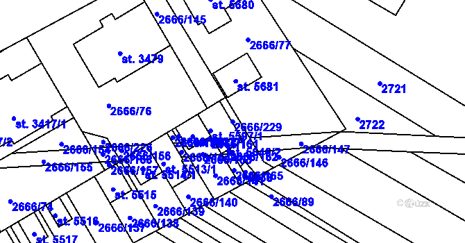 Parcela st. 2666/229 v KÚ Břeclav, Katastrální mapa