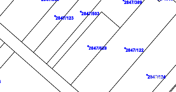 Parcela st. 2847/628 v KÚ Břeclav, Katastrální mapa
