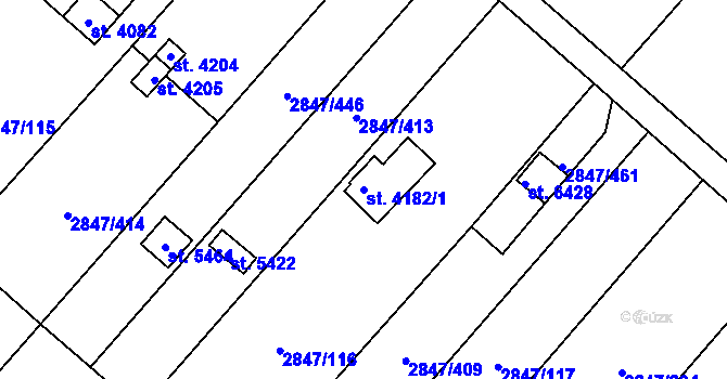 Parcela st. 4182/1 v KÚ Břeclav, Katastrální mapa