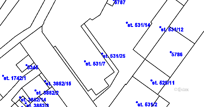 Parcela st. 531/25 v KÚ Břeclav, Katastrální mapa