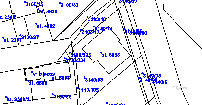 Parcela st. 6535 v KÚ Břeclav, Katastrální mapa
