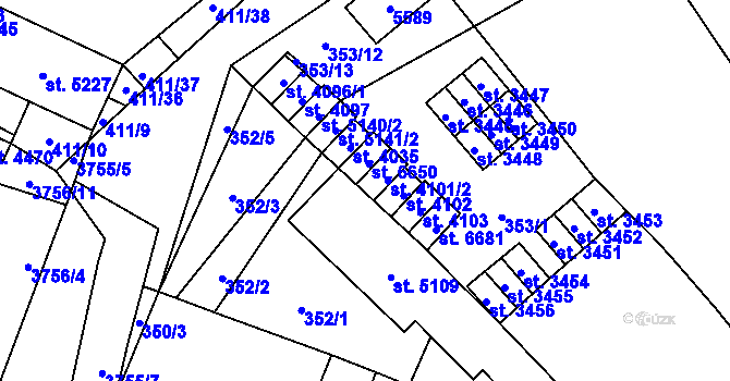Parcela st. 353/16 v KÚ Břeclav, Katastrální mapa