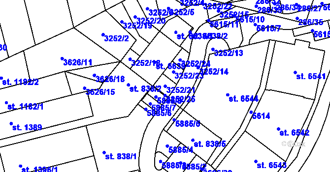 Parcela st. 3252/21 v KÚ Břeclav, Katastrální mapa